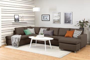Crazy 5-seters Venstrevendt U-formet X-Large Sofa med Divan og Sjeselong i Stoff - Brun - Møbler - Sofaer - U-sofa