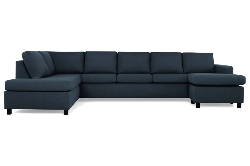 Crazy 5-seters Venstrevendt U-formet X-Large Sofa med Divan og Sjeselong i Stoff, Mørkeblå