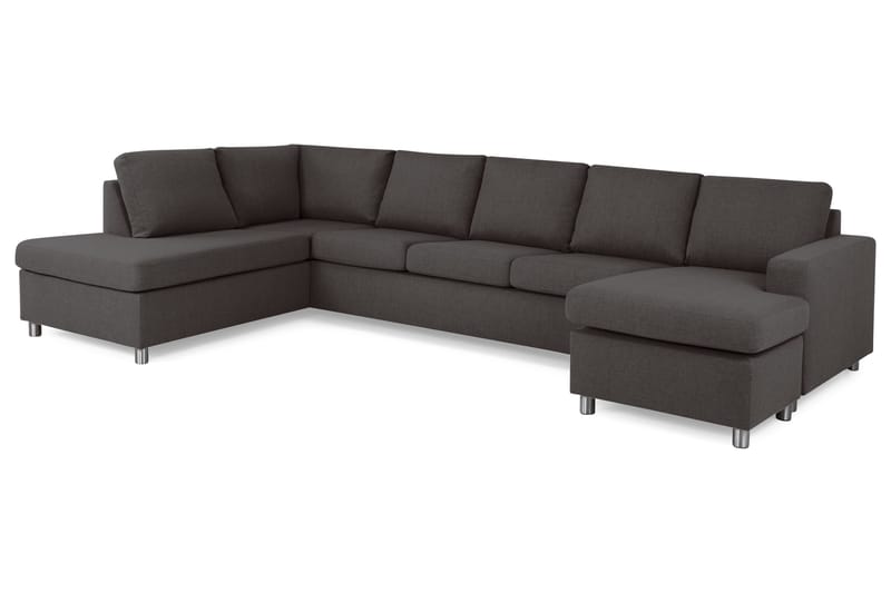 Crazy 5-seters Venstrevendt U-formet X-Large Sofa med Divan og Sjeselong i Stoff - Mørkegrå - Møbler - Sofaer - U-sofa