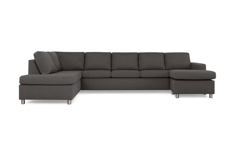 Crazy 5-seters Venstrevendt U-formet X-Large Sofa med Divan og Sjeselong i Stoff, Mørkegrå