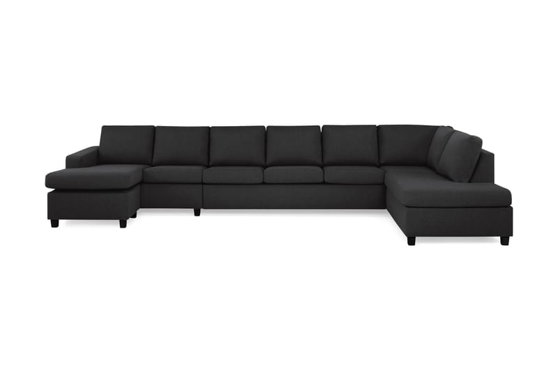 Crazy 6-seters Høyrevendt U-formet XX-Large Sofa med Divan og Sjeselong i Stoff, Antrasitt