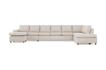 Crazy 6-seters Høyrevendt U-formet XX-Large Sofa med Divan og Sjeselong i Stoff - Beige - Møbler - Sofaer - U-sofa