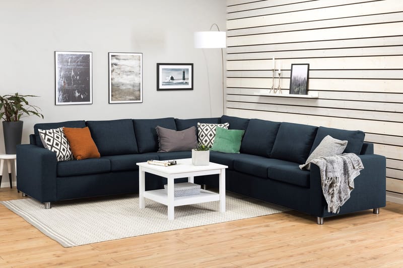 Crazy 6-seters Vendbar L-formet X-Large Hjørnesofa i Stoff - Mørkeblå - Møbler - Sofaer - Hjørnesofaer