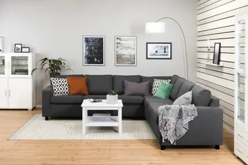 Crazy 6-seters Vendbar L-formet X-Large Hjørnesofa i Stoff - Mørkegrå - Møbler - Sofaer - Hjørnesofaer