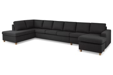 Crazy 6-seters Venstrevendt U-formet XX-Large Sofa med Divan og Sjeselong i Stoff - Antrasitt - Møbler - Sofaer - U-sofa