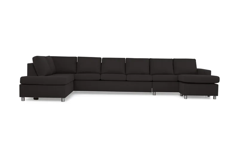 Crazy 6-seters Venstrevendt U-formet XX-Large Sofa med Divan og Sjeselong i Stoff, Antrasitt