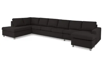 Crazy 6-seters Venstrevendt U-formet XX-Large Sofa med Divan og Sjeselong i Stoff - Antrasitt - Møbler - Sofaer - U-sofa