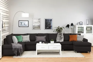 Crazy 6-seters Venstrevendt U-formet XX-Large Sofa med Divan og Sjeselong i Stoff - Antrasitt - Møbler - Sofaer - U-sofa