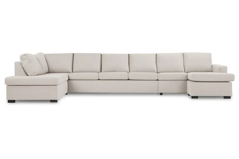 Crazy 6-seters Venstrevendt U-formet XX-Large Sofa med Divan og Sjeselong i Stoff - Beige - Møbler - Sofaer - U-sofa
