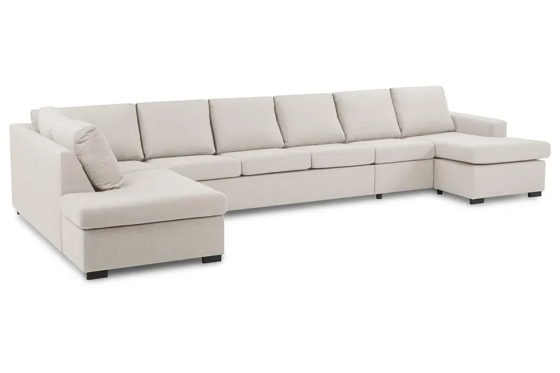 Crazy 6-seters Venstrevendt U-formet XX-Large Sofa med Divan og Sjeselong i Stoff - Beige - Møbler - Sofaer - U-sofa