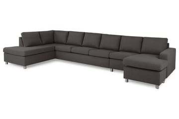 Crazy 6-seters Venstrevendt U-formet XX-Large Sofa med Divan og Sjeselong i Stoff - Mørkegrå - Møbler - Sofaer - U-sofa