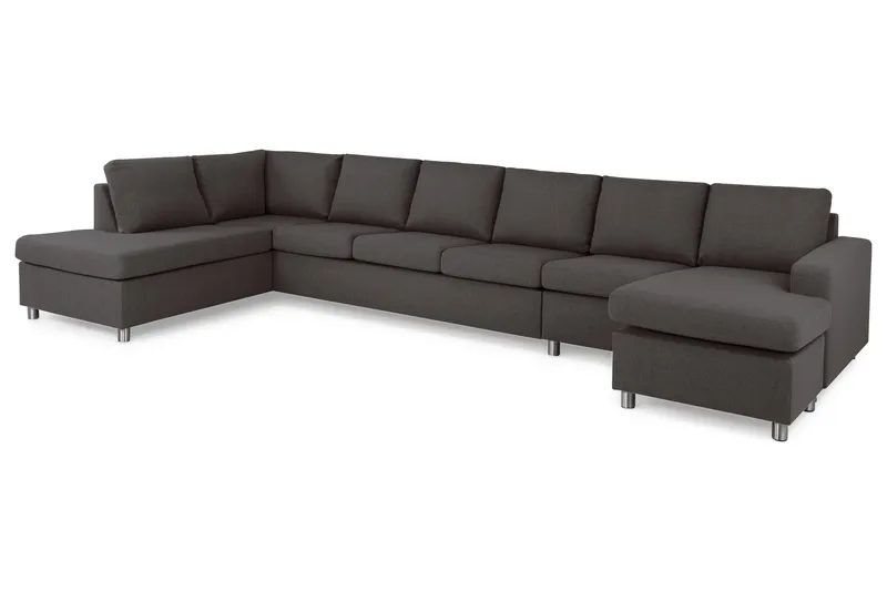 Crazy 6-seters Venstrevendt U-formet XX-Large Sofa med Divan og Sjeselong i Stoff - Mørkegrå - Møbler - Sofaer - U-sofa