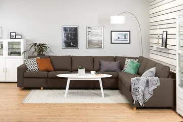 Crazy 7-seters vendbar L-formet ekstra ekstra stor hjørnesofa i stoff - Brun - Møbler - Sofaer - Hjørnesofaer