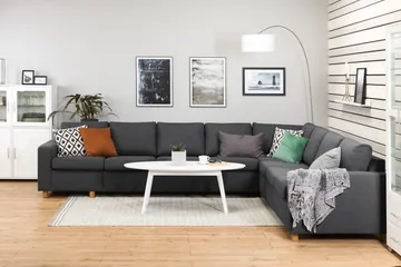 Crazy 7-seters vendbar L-formet ekstra ekstra stor hjørnesofa i stoff - Mørkegrå - Møbler - Sofaer - Hjørnesofaer