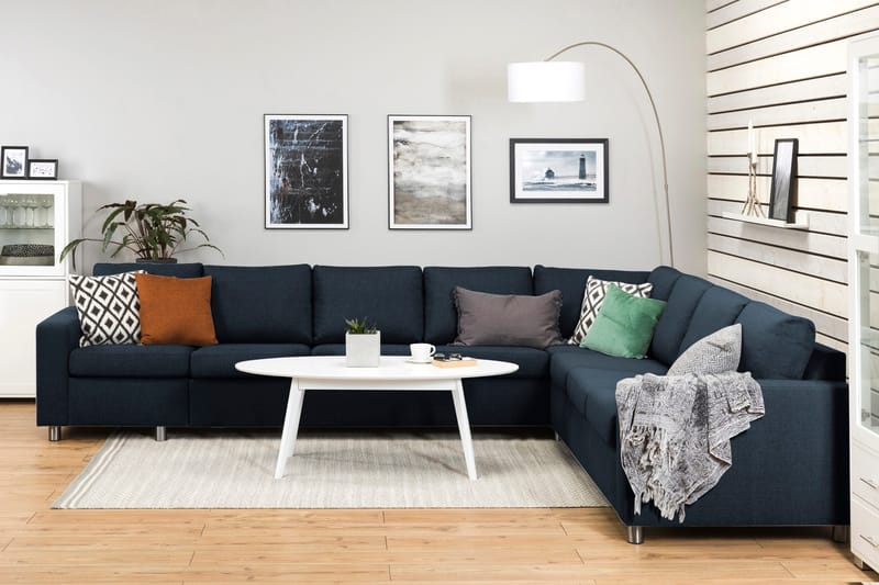 Crazy 7-seters Vendbar L-formet XX-Large Hjørnesofa i Stoff - Mørkeblå - Møbler - Sofaer - Hjørnesofaer