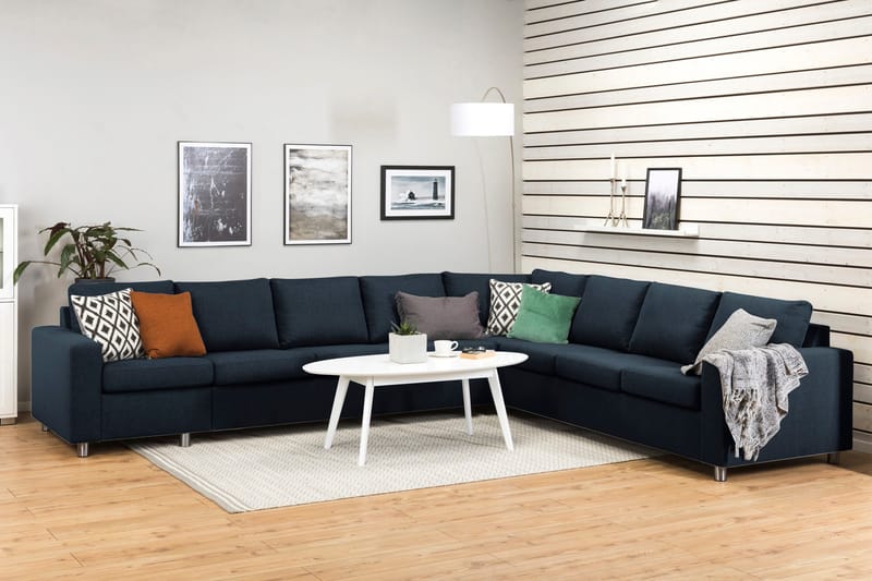 Crazy 7-seters Vendbar L-formet XX-Large Hjørnesofa i Stoff - Mørkeblå - Møbler - Sofaer - Hjørnesofaer