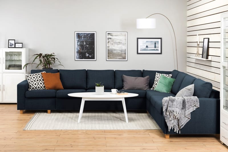 Crazy 7-seters Vendbar L-formet XX-Large Hjørnesofa i Stoff - Mørkeblå - Møbler - Sofaer - Hjørnesofaer