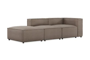 Cubo 3-seters Dyp Modulsofa + Fotskammel i Stoff - Grå - Møbler - Sofaer - Modulsofaer - Komplett modulsofa