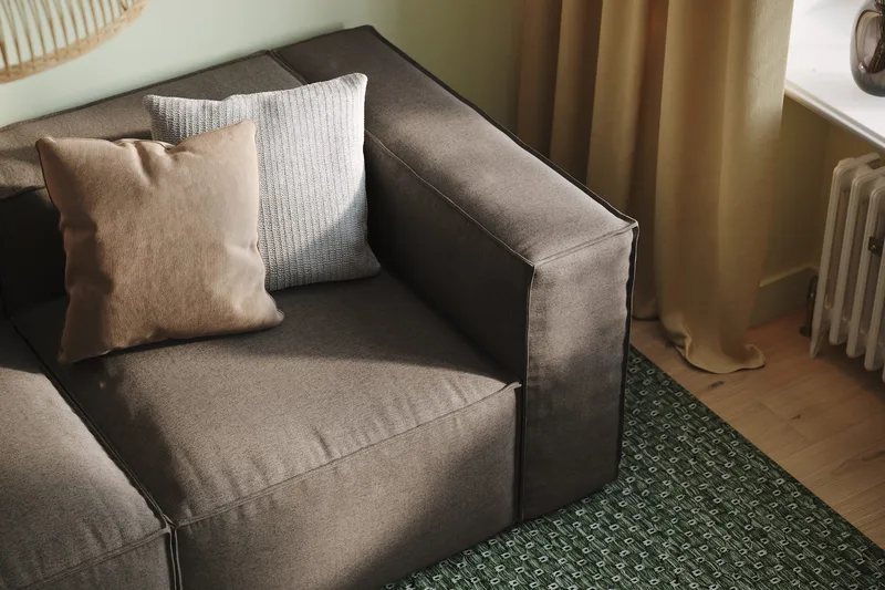 Cubo 3-seters Dyp Modulsofa + Fotskammel i Stoff - Grå - Møbler - Sofaer - Modulsofaer - Komplett modulsofa