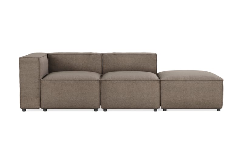 Cubo 3-seters Dyp Modulsofa + Fotskammel i Stoff - Grå - Møbler - Sofaer - 3 seter sofa