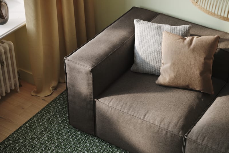 Cubo 3-seters Dyp Modulsofa + Fotskammel i Stoff - Grå - Møbler - Sofaer - 3 seter sofa
