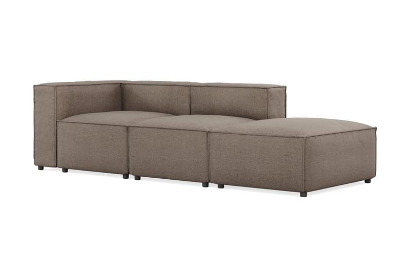 Cubo 3-seters Dyp Modulsofa + Fotskammel i Stoff - Grå - Møbler - Sofaer - 3 seter sofa