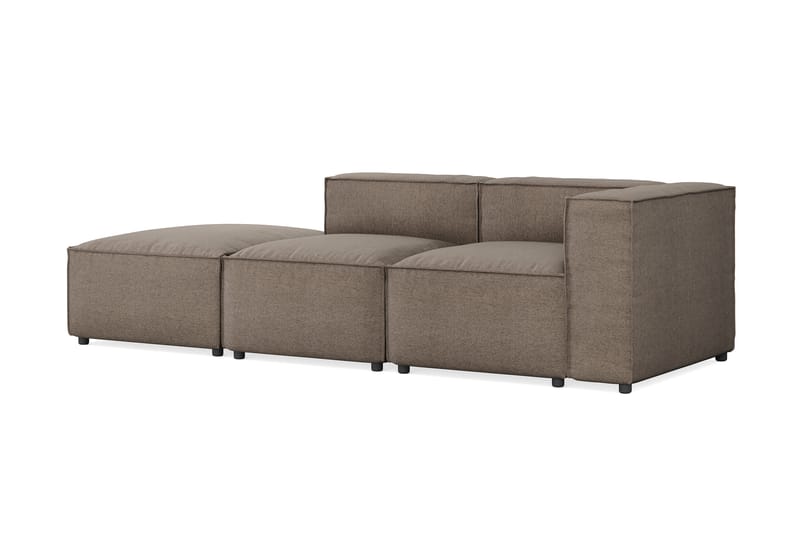 Cubo 3-seters Dyp Modulsofa + Fotskammel i Stoff - Grå - Møbler - Sofaer - 3 seter sofa