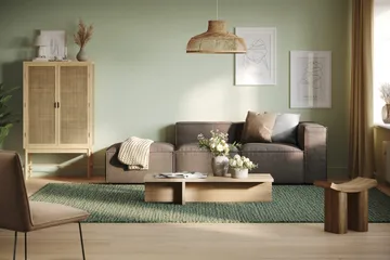 Cubo 3-seters Dyp Modulsofa + Fotskammel i Stoff - Grå - Møbler - Sofaer - Modulsofaer - Komplett modulsofa