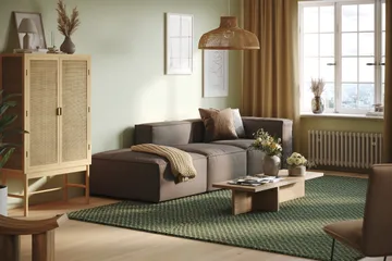 Cubo 3-seters Dyp Modulsofa + Fotskammel i Stoff - Grå - Møbler - Sofaer - Modulsofaer - Komplett modulsofa