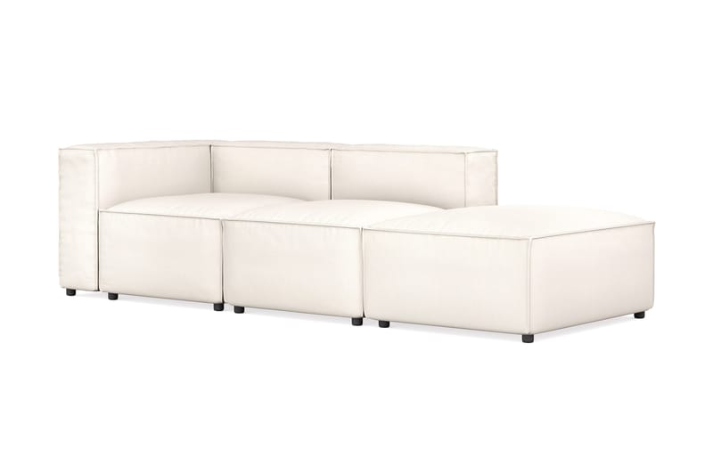 Cubo 3-seters Dyp Modulsofa + Fotskammel i Stoff - Hvit - Møbler - Sofaer - 3 seter sofa