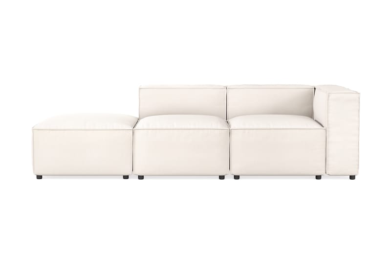 Cubo 3-seters Dyp Modulsofa + Fotskammel i Stoff - Hvit - Møbler - Sofaer - 3 seter sofa