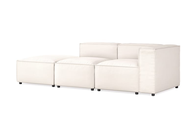 Cubo 3-seters Dyp Modulsofa + Fotskammel i Stoff - Hvit - Møbler - Sofaer - 3 seter sofa