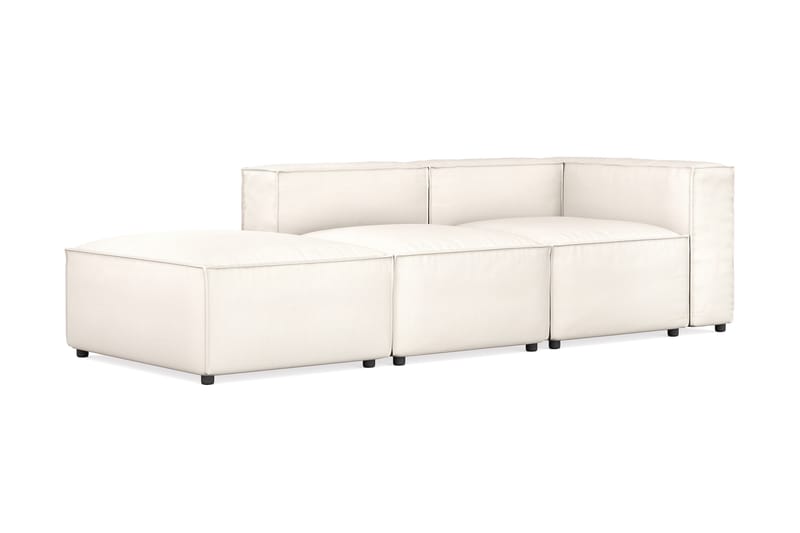 Cubo 3-seters Dyp Modulsofa + Fotskammel i Stoff - Hvit - Møbler - Sofaer - 3 seter sofa