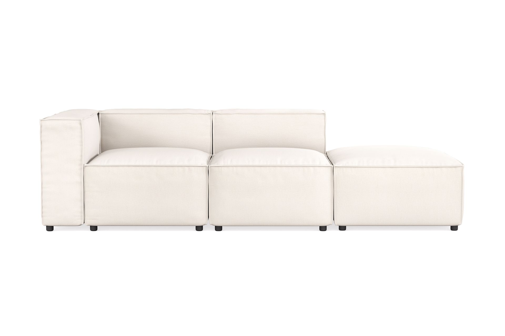 Cubo 3-seters Dyp Modulsofa + Fotskammel i Stoff - Hvit - Møbler - Sofaer - 3 seter sofa