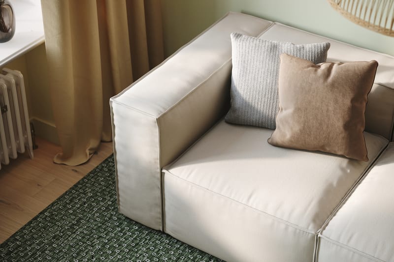 Cubo 3-seters Dyp Modulsofa + Fotskammel i Stoff - Hvit - Møbler - Sofaer - 3 seter sofa