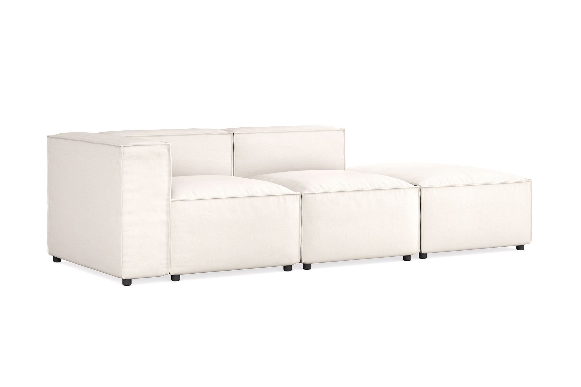 Cubo 3-seters Dyp Modulsofa + Fotskammel i Stoff - Hvit - Møbler - Sofaer - 3 seter sofa