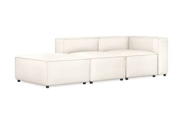 Cubo 3-seters Dyp Modulsofa + Fotskammel i Stoff - Hvit - Møbler - Sofaer - Modulsofaer - Komplett modulsofa