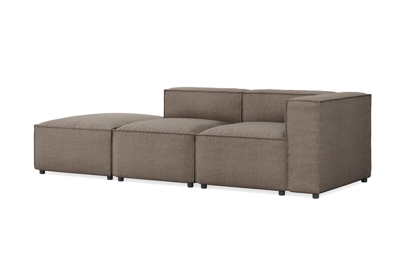 Cubo 3-seters Dyp Modulsofa + Fotskammel i Stoff - Grå - Møbler - Sofaer - Modulsofaer - Komplett modulsofa