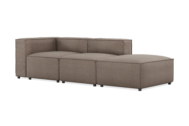 Cubo 3-seters Dyp Modulsofa + Fotskammel i Stoff - Grå - Møbler - Sofaer - Modulsofaer - Komplett modulsofa