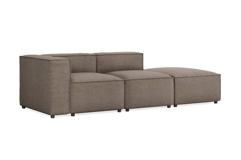 Cubo 3-seters Dyp Modulsofa + Fotskammel i Stoff - Grå - Møbler - Sofaer - Modulsofaer - Komplett modulsofa