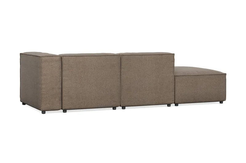 Cubo 3-seters Dyp Modulsofa + Fotskammel i Stoff - Grå - Møbler - Sofaer - Modulsofaer - Komplett modulsofa