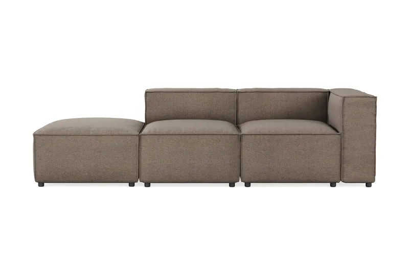 Cubo 3-seters Dyp Modulsofa + Fotskammel i Stoff, Grå