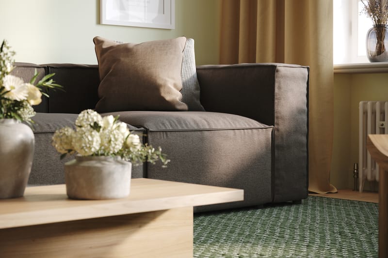 Cubo 4-seters Dyp Modulsofa i Stoff - Grå - Møbler - Sofaer - 3 seter sofa