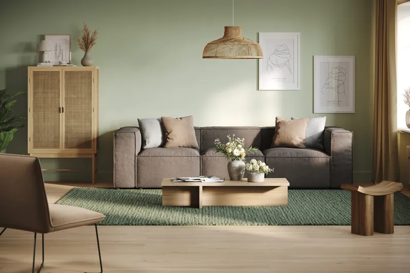 Cubo 4-seters Dyp Modulsofa i Stoff - Grå - Møbler - Sofaer - 3 seter sofa