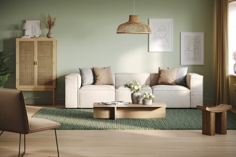 Cubo 4-seters Dyp Modulsofa i Stoff - Hvit - Møbler - Sofaer - 3 seter sofa
