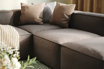 Cubo 5-seters L-formet Dyp Modulhjørnesofa i Stoff - Grå - Møbler - Sofaer - Hjørnesofaer