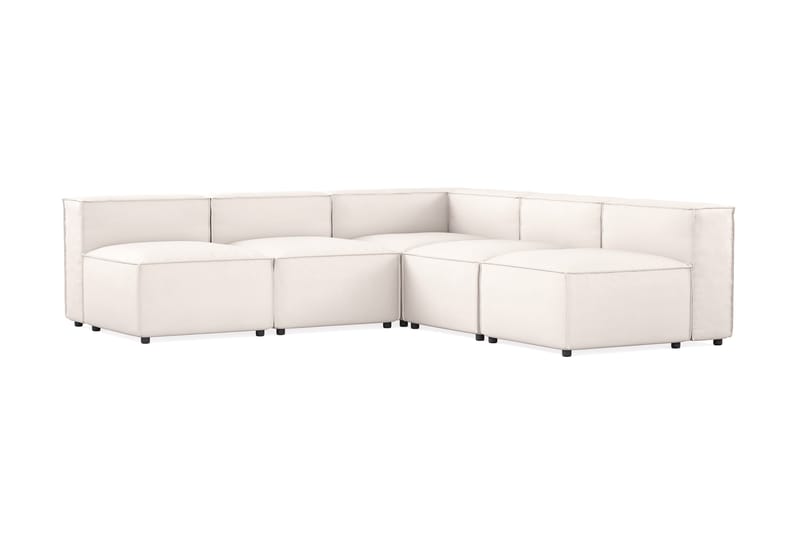 Cubo 5-seters L-formet Dyp Modulhjørnesofa i Stoff - Hvit - Møbler - Sofaer - Hjørnesofaer