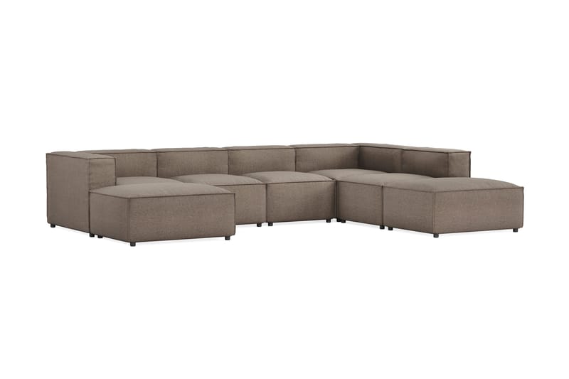 Cubo 5-seters U-formet Dyp Modulsofa med Divan og Sjeselong i Fløyel - Grå - Møbler - Sofaer - U-sofa