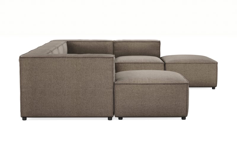 Cubo 5-seters U-formet Dyp Modulsofa med Divan og Sjeselong i Fløyel - Grå - Møbler - Sofaer - U-sofa