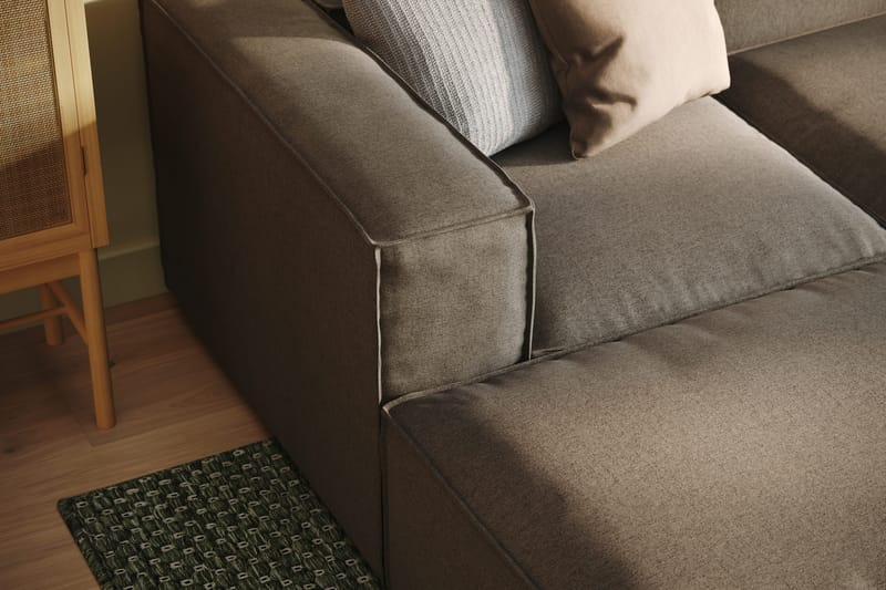 Cubo 5-seters U-formet Dyp Modulsofa med Divan og Sjeselong i Fløyel - Grå - Møbler - Sofaer - U-sofa